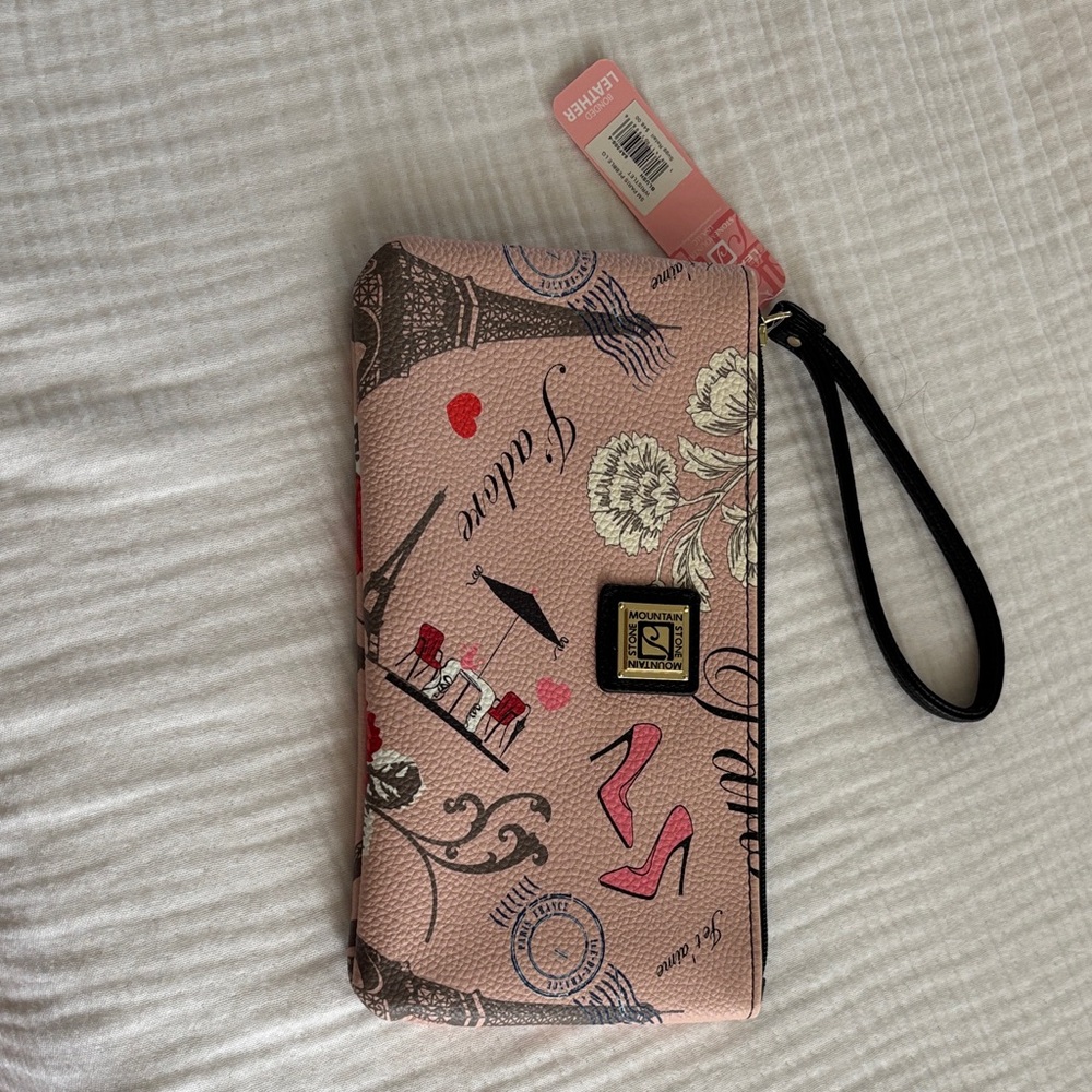 Stone Mountain Accessories Pink Wristlet with Black Strap